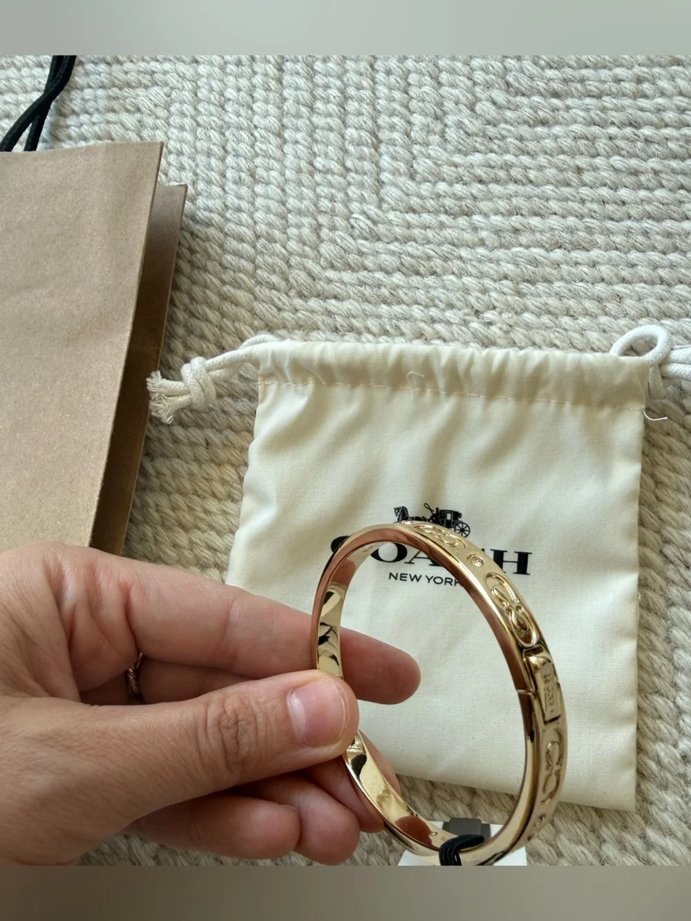 NWT COACH Gold Toned Bangle Bracelet with Dust Bag